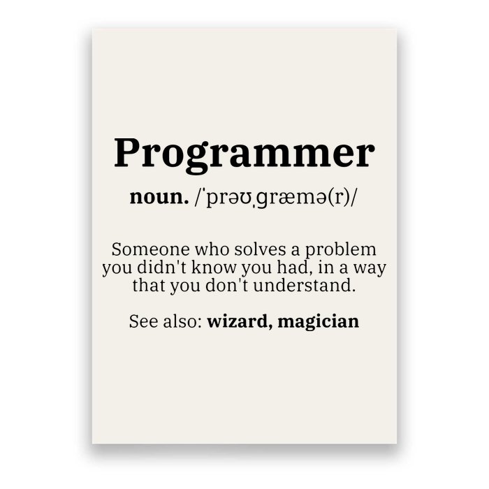 Definition Programmer Meaning Computer Science Coding Poster