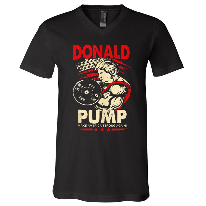 Donald Pump Make America Strong Again Tank Top Classic V-Neck T-Shirt