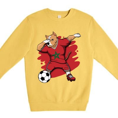 Dabbing Pitbull Morocco Soccer Fans Jersey Moroccan Football Gift Premium Crewneck Sweatshirt