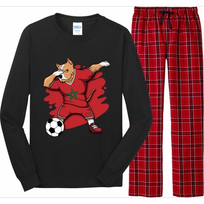 Dabbing Pitbull Morocco Soccer Fans Jersey Moroccan Football Gift Long Sleeve Pajama Set