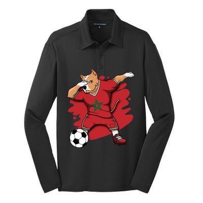 Dabbing Pitbull Morocco Soccer Fans Jersey Moroccan Football Gift Silk Touch Performance Long Sleeve Polo