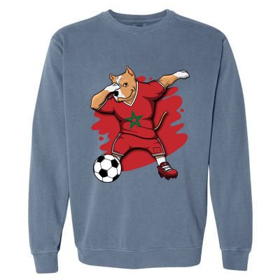 Dabbing Pitbull Morocco Soccer Fans Jersey Moroccan Football Gift Garment-Dyed Sweatshirt