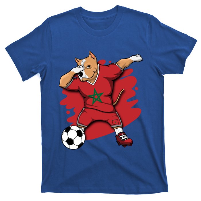 Dabbing Pitbull Morocco Soccer Fans Jersey Moroccan Football Gift T-Shirt