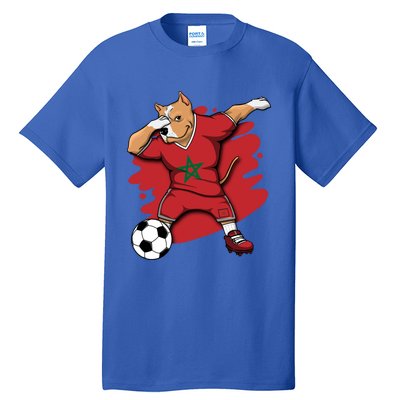 Dabbing Pitbull Morocco Soccer Fans Jersey Moroccan Football Gift Tall T-Shirt