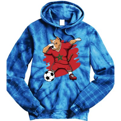 Dabbing Pitbull Morocco Soccer Fans Jersey Moroccan Football Gift Tie Dye Hoodie