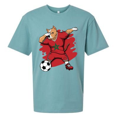 Dabbing Pitbull Morocco Soccer Fans Jersey Moroccan Football Gift Sueded Cloud Jersey T-Shirt