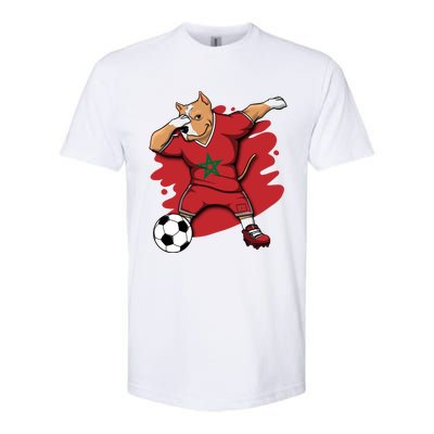 Dabbing Pitbull Morocco Soccer Fans Jersey Moroccan Football Gift Softstyle® CVC T-Shirt