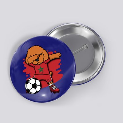 Dabbing Poodle Morocco Soccer Fans Jersey Moroccan Football Funny Gift Button