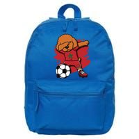 Dabbing Poodle Morocco Soccer Fans Jersey Moroccan Football Funny Gift 16 in Basic Backpack