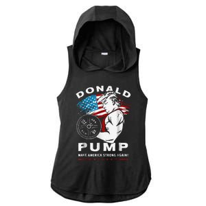 Donald Pump Make America Strong Again Ladies PosiCharge Tri-Blend Wicking Draft Hoodie Tank