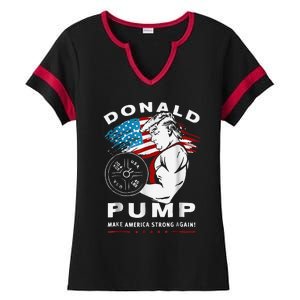 Donald Pump Make America Strong Again Ladies Halftime Notch Neck Tee