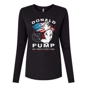 Donald Pump Make America Strong Again Womens Cotton Relaxed Long Sleeve T-Shirt