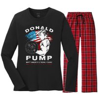 Donald Pump Make America Strong Again Women's Long Sleeve Flannel Pajama Set 