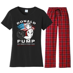 Donald Pump Make America Strong Again Women's Flannel Pajama Set