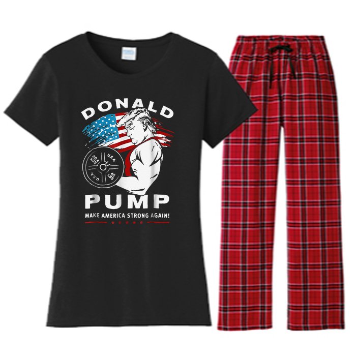 Donald Pump Make America Strong Again Women's Flannel Pajama Set