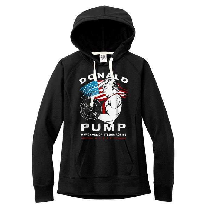 Donald Pump Make America Strong Again Women's Fleece Hoodie