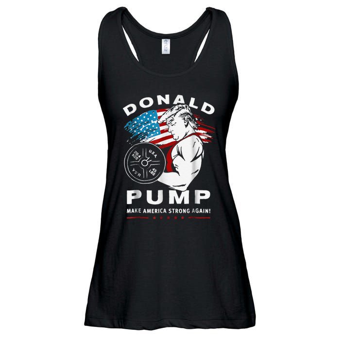 Donald Pump Make America Strong Again Ladies Essential Flowy Tank