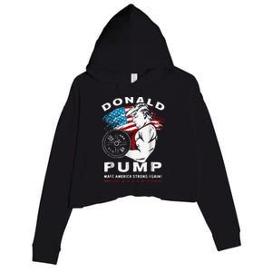 Donald Pump Make America Strong Again Crop Fleece Hoodie