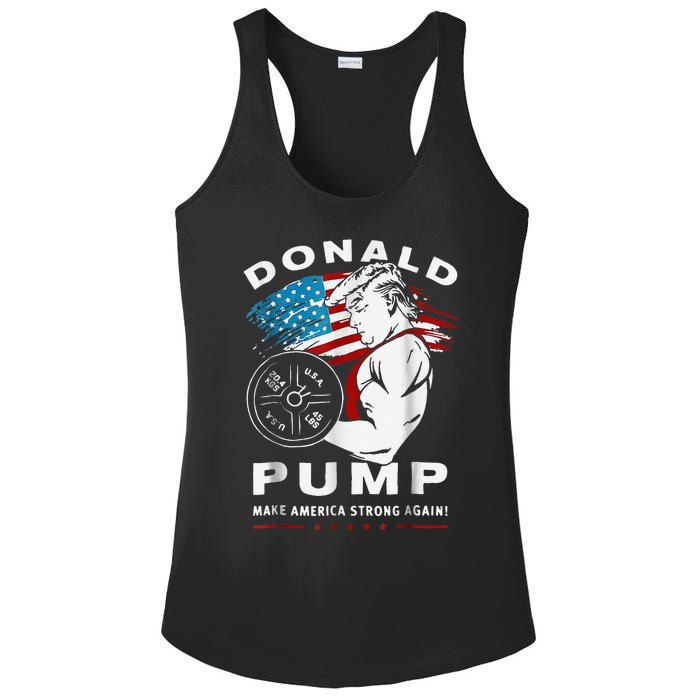 Donald Pump Make America Strong Again Ladies PosiCharge Competitor Racerback Tank