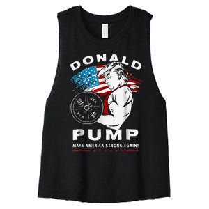 Donald Pump Make America Strong Again Women's Racerback Cropped Tank