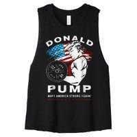 Donald Pump Make America Strong Again Women's Racerback Cropped Tank