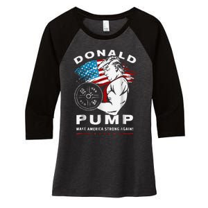 Donald Pump Make America Strong Again Women's Tri-Blend 3/4-Sleeve Raglan Shirt