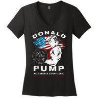 Donald Pump Make America Strong Again Women's V-Neck T-Shirt