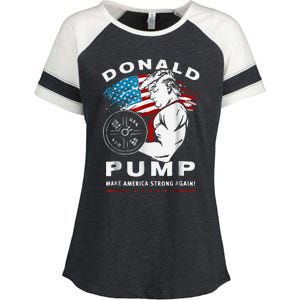 Donald Pump Make America Strong Again Enza Ladies Jersey Colorblock Tee