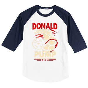 Donald Pump Make America Strong Again Funny Gift Baseball Sleeve Shirt