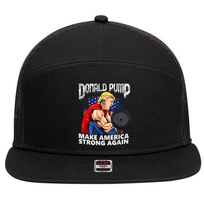 Donald Pump Make America Strong Again Weight Lifting Gym 7 Panel Mesh Trucker Snapback Hat