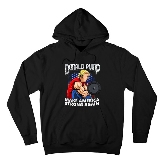 Donald Pump Make America Strong Again Weight Lifting Gym Hoodie