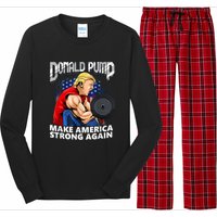 Donald Pump Make America Strong Again Weight Lifting Gym Long Sleeve Pajama Set