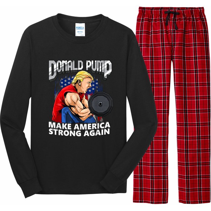 Donald Pump Make America Strong Again Weight Lifting Gym Long Sleeve Pajama Set