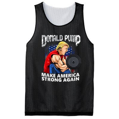 Donald Pump Make America Strong Again Weight Lifting Gym Mesh Reversible Basketball Jersey Tank