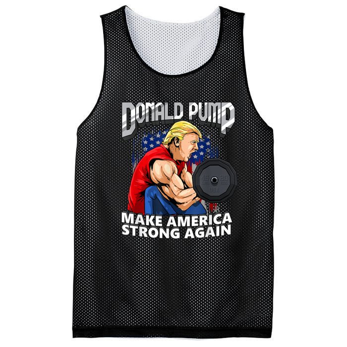 Donald Pump Make America Strong Again Weight Lifting Gym Mesh Reversible Basketball Jersey Tank