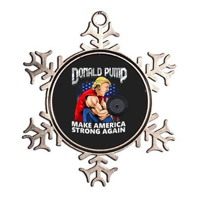 Donald Pump Make America Strong Again Weight Lifting Gym Metallic Star Ornament