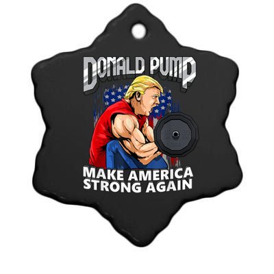 Donald Pump Make America Strong Again Weight Lifting Gym Ceramic Star Ornament