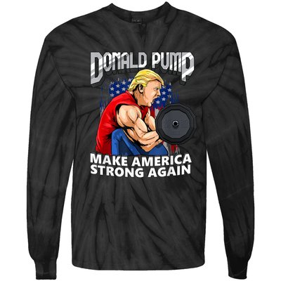 Donald Pump Make America Strong Again Weight Lifting Gym Tie-Dye Long Sleeve Shirt