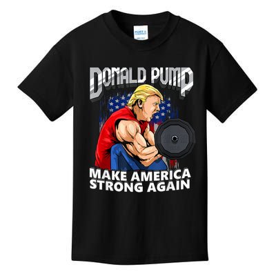 Donald Pump Make America Strong Again Weight Lifting Gym Kids T-Shirt