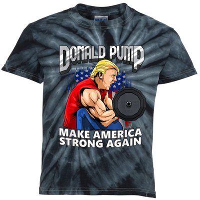 Donald Pump Make America Strong Again Weight Lifting Gym Kids Tie-Dye T-Shirt