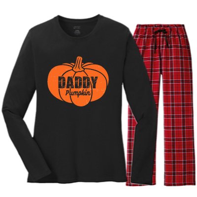 Daddy Pumpkin Matching Family Halloween Thanksgiving Group Women's Long Sleeve Flannel Pajama Set 