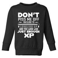 Dont Piss Me Off IM Close To Leveling Up And You Look Like Just Enough Xp Toddler Sweatshirt
