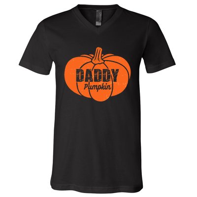 Daddy Pumpkin Matching Family Halloween Thanksgiving Group V-Neck T-Shirt