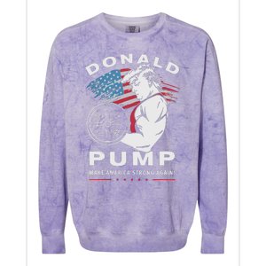 Donald Pump Make America Strong Again Colorblast Crewneck Sweatshirt