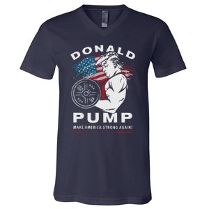 Donald Pump Make America Strong Again V-Neck T-Shirt