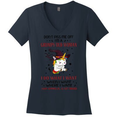 Don't Piss Me Off Im A Grumpy Old Woman I Do What I Want Women's V-Neck T-Shirt