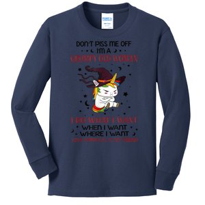 Don't Piss Me Off Im A Grumpy Old Woman I Do What I Want Kids Long Sleeve Shirt