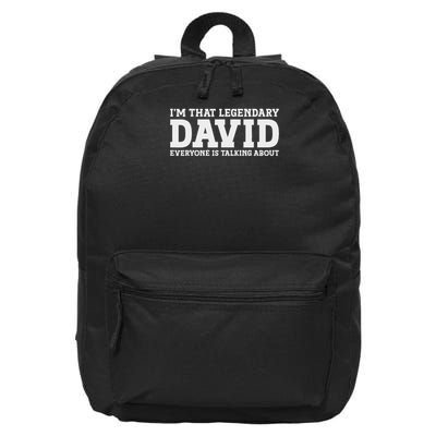 David Personal Name Funny David 16 in Basic Backpack