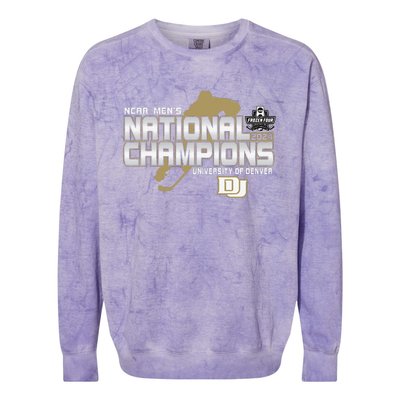 Denver Pioneers National Champs 2024 Hockey Red Colorblast Crewneck Sweatshirt