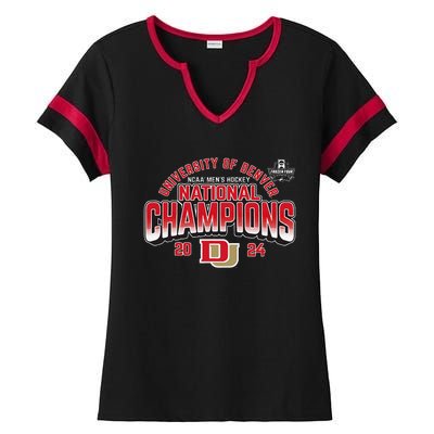 Denver Pioneers National Champs 2024 Hockey Sticks Ladies Halftime Notch Neck Tee